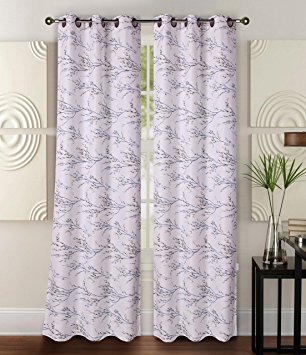GorgeousHomeLinen (FLORAL) 1 Print Blackout Thermal Insulated Room Darkening Window Grommet Curtain Drape Panel, 35"X63" 84" Inches (#5 WHITE BRANCHES, 35"x84"inch)