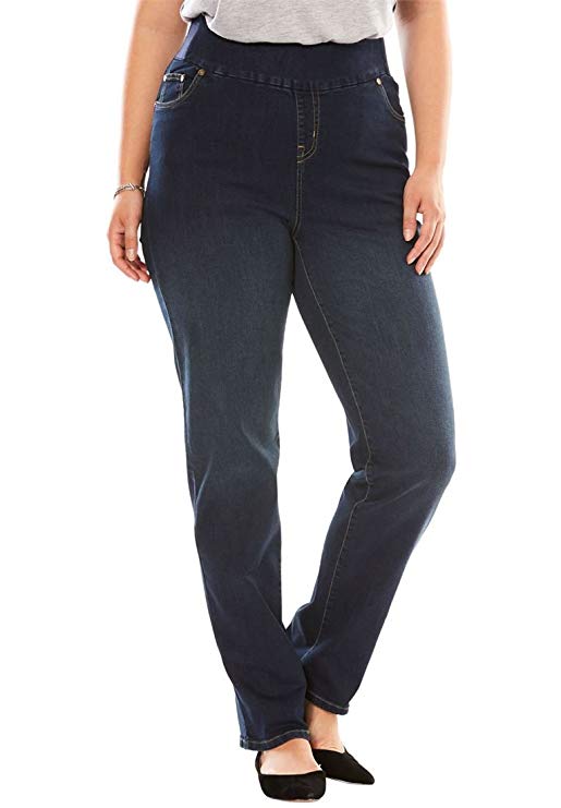 Woman Within Plus Size Petite Straight Leg Smooth Waist Jean