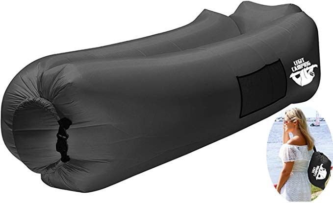 Legit Camping Inflatable Lounger by with Carrying Bag & Pockets for Indoors/Outdoors