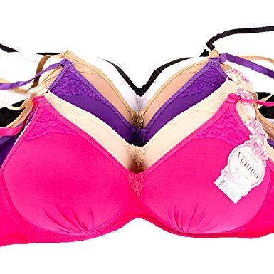 MaMia Women's 6 Wireless Bras Solid Colors Wire Free Various Styles