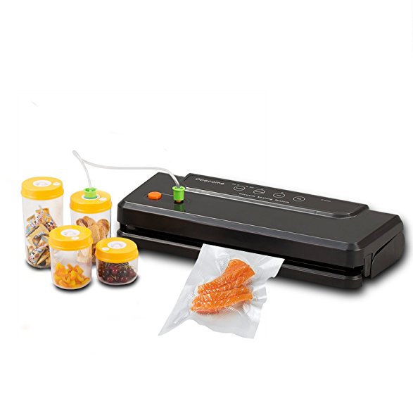Obecome Vacuum Sealer,Multifunction Automatic Food Sealers Vacuum Packing Machine with Starter Kit,Included sealing Bags/Vacuum Hose, Black