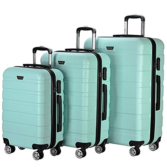 Resena 3 Pieces Hardside Spinner Luggage Sets Travel Carry On Suitcase