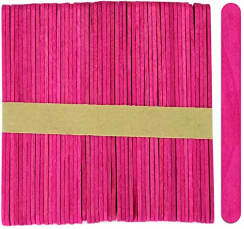 200 Standard Craft Wood Popsicle Sticks 4.5 Inch -Pink