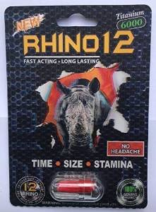 Premium Rhino 12 Sex Pill - Titanium 6000 All Natural Male Enhancement Formula - Time - Size - Stamina - Fast Acting and Longer Lasting! (3 Pack)