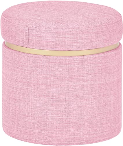 Rivet Asher Modern Storage Ottoman, 15.75"W, Fabric, Pink