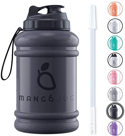 Mango 2.2 Litre Water Bottle With Straw and Time markings - BPA Free Xl Jug - Extra Large Durable Sports Bottles With Flip Cap - Idea For Gym…