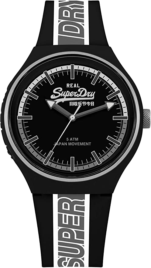 Superdry Men's Quartz Silicone Strap, Black, 19 Casual Watch (Model: SYG238BW)