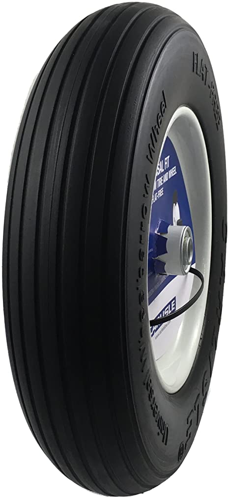 Universal Fit Wheelbarrow Tire and Wheel Flat Free - Includes Adapter Kit