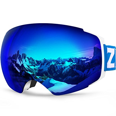 ZIONOR X4 Ski Snowboard Snow Goggles Magnet Dual Layers Lens Spherical Design Anti-fog UV Protection Anti-slip Strap for Men Women