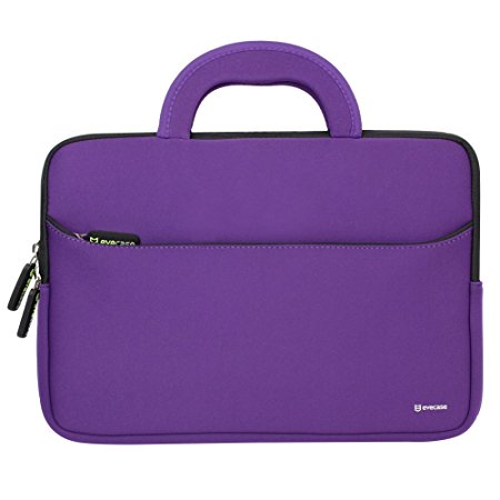 11.6 - 12.2 inch Laptop Tablet Sleeve, Evecase Ultra Portable Neoprene Zipper Carrying Case Bag with Accessory Pocket and Handle For Macbook Notebook Chromebook Ultrabook - Purple / Black Trim