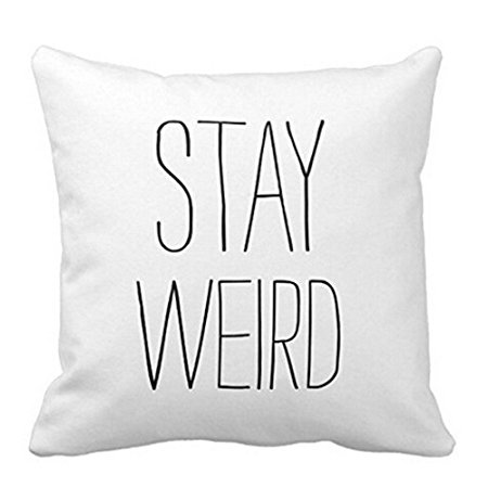 Leaveland Sofa Bed Home Decor Festival Funny Quotes Polyester Throw Pillow Case Cushion Cover (Stay Weird) (18x18inch)