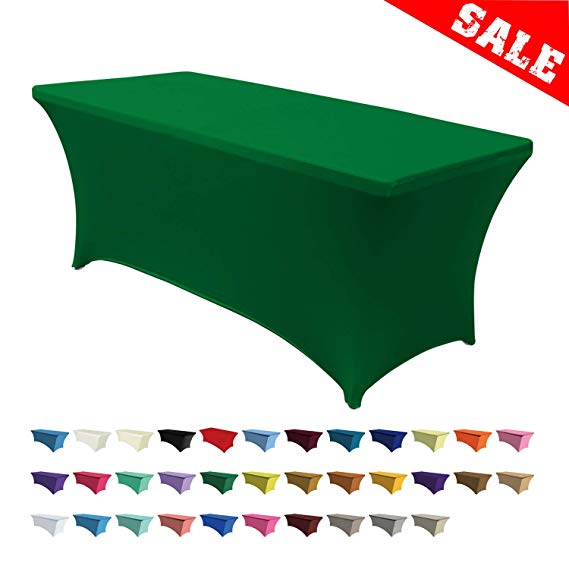 ABCCANOPY 30  Colors Spandex Table Cover 6 ft. Fitted Polyester Tablecloth Stretch Spandex Tablecover-Table Toppers(Forest Green)