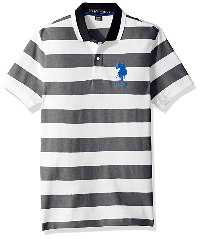 U.S. Polo Assn. Men's Slim Fit Marle Striped Pique Polo Shirt