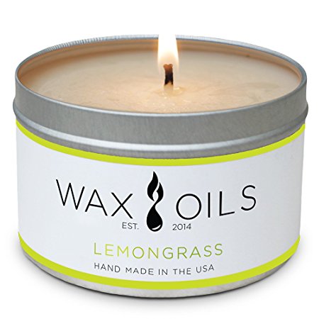 Wax and Oils Soy Wax Aromatherapy Scented Candles, Lemongrass, 8 oz