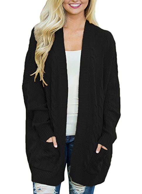 Dokotoo Womens Fashion Open Front Long Sleeve Cardigans Sweater With Pocket