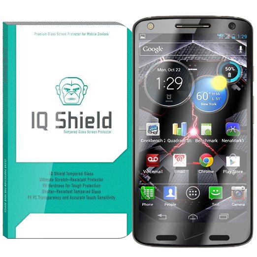 IQ Shield Tempered Glass - Motorola Droid Turbo 2 Glass Screen Protector Ballistic Glass  Warranty Replacements - 999 Transparent HD Shield  9H Hardness  Shatter-Proof  Bubble-Free