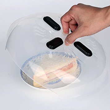 Microwave Cover, LUTER Magnetic Hover Cover Microwave Splatter Cover Microwave Plate Guard Lid With Steam Vent 11.5 Inch (with Towel)