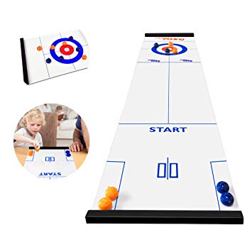 BicycleStore Table Top Curling Game for Family, Adults and Kids Team Board Game Training for Indoor or Travel Compact Storage