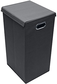 Sorbus Laundry Hamper Sorter with Lid Closure – Foldable Hamper, Detachable Lid, Portable Built-In Handles for Easy Transport – Single (Black)