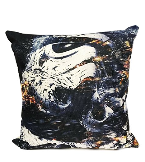 Fennco Styles Sci-Fi Fantasy Linen Blend Decorative Throw Pillow - 17"X17" - 5 Designs (Case Only, Storm Trooper Dark Blue)
