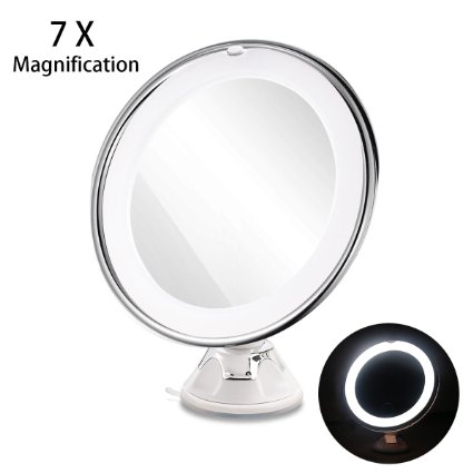 RUIMIO Lighted Makeup Mirror with 7X Magnification and Suction Base