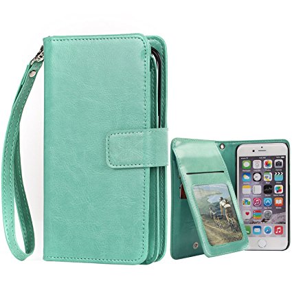 Samsung Galaxy S6 Case, Samsung Galaxy S6 Flip Case, BENTOBEN Folio Wallet Cover Credit Card Slots Cash Holder Wristlet for Samsung Galaxy S6/G920T/G920V/G920P/G920A/S906L/G920R, Mint Green