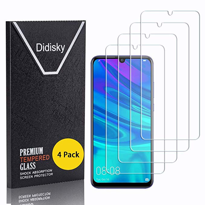 Didisky Tempered Glass Screen Protector for Huawei P Smart 2019, [ 4 Pack ] Anti Scratch, 9H Hardness, No Bubbles, High Definition, Easy To Apply, Case Friendly