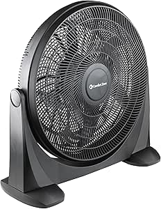 Comfort Zone High Velocity Floor Fan with 180 Degree Adjustable Tilt, 20 inch, 3 Speed, Ideal for Home, Bedroom, & Office, MTACF20