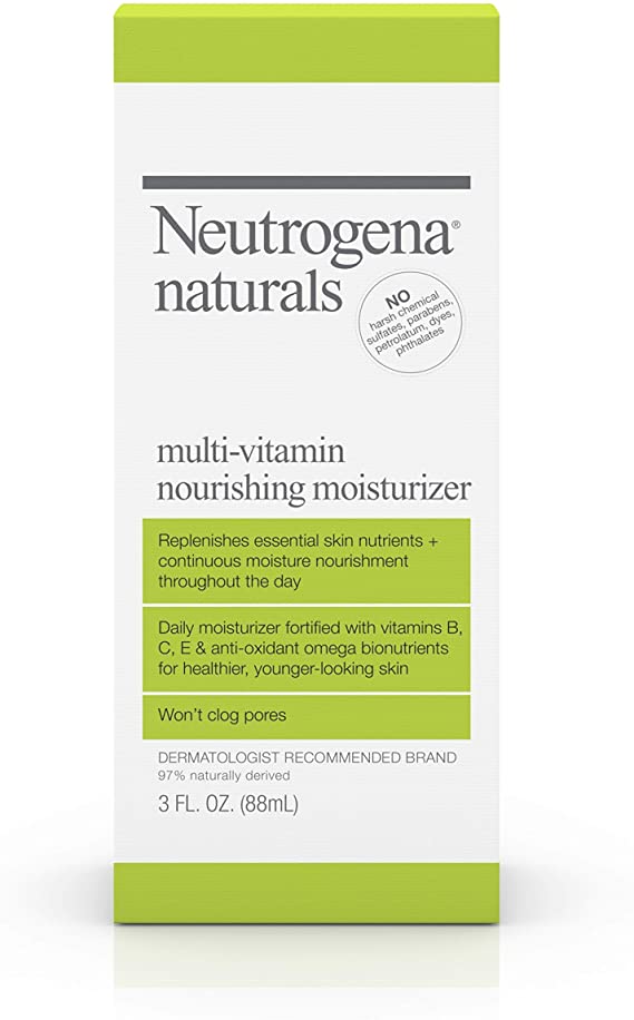 Neutrogena Naturals Multi-Vitamin Nourishing Daily Face Moisturizer with Antioxidant Bionutrients & Vitamins B, C & E, Non-Comedogenic & Sulfate-, Paraben-, Phthalate- & Dye-Free, 3 fl. oz