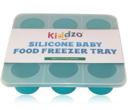 Homemade Baby Food Storage Solution, Silicone Freezer Tray with Lid. Large 2 Ounce Portions. BPA Free, Non Toxic.