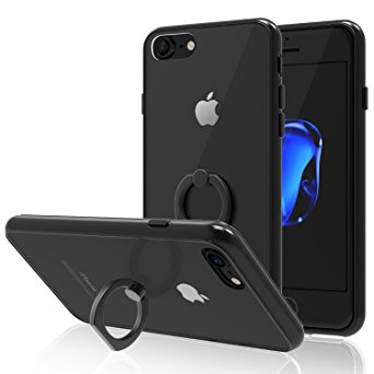 iPhone 7 Case, JETech [Ring Holder Kickstand] Bumper Case Shock-Absorption and Anti-Scratch Clear Back for Apple iPhone 7 (Black) - 3427