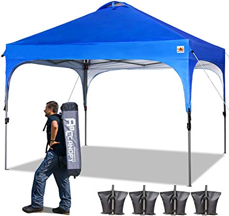 ABCCANOPY Tents 10 x 10 Pop Up Canopy Tent Beach Canopy Instant Shelter Tents Canopy Popup Outdoor Portable Shade with Wheeled Carry Bag Bonus Extra 4 x Weight Bags, 4 x Ropes& 4 x Stakes