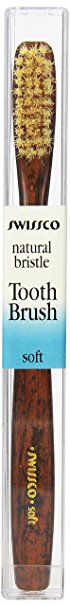 Swissco Tooth Brush Tortoise Natural Bristle, Soft, 3-Count Pack
