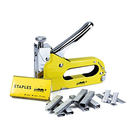 3-in-1 Staple Gun Kit, Mopha Hand Operated Carbon Steel Brad Nail Gun, Brad Nailer 600 Staples Attached
