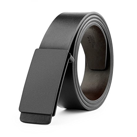 JASGOOD Genuine Leather Dress Belt for Men Reversible Belt with Matte Plaque Buckle