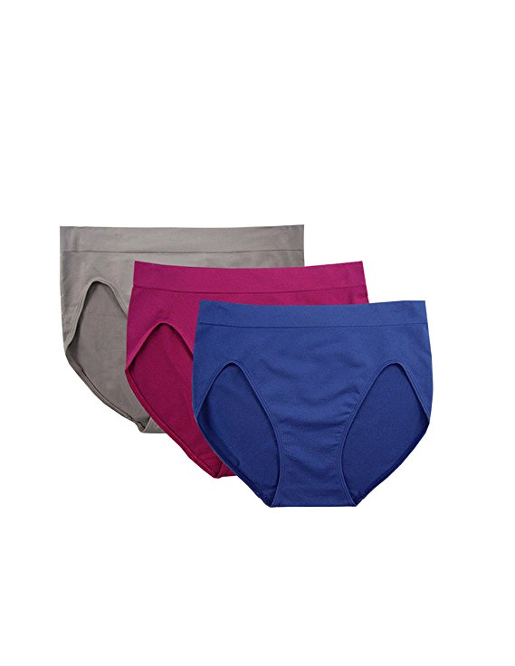 FEM Women's Seamless Panties High-Cut Hipsters Underwear - 3 Pack