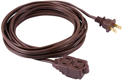 GE 6 Ft Extension Cord, 3 Power Strip, 2 Prong, 16 Gauge, Twist-to-Close Safety Outlet Covers, Indoor Rated, Perfect for Home, Office or Kitchen, UL Listed, Brown, 51932