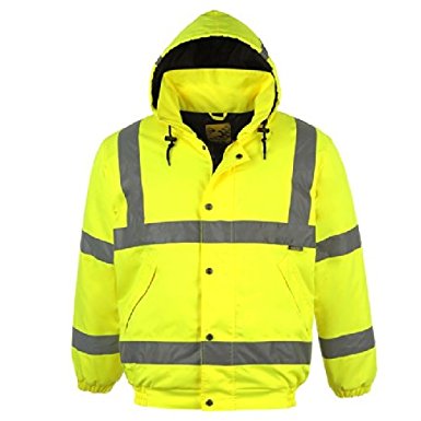 Dunlop Mens Hi-Vis High Visibility Safety Bomber Jacket Reflective Stripes