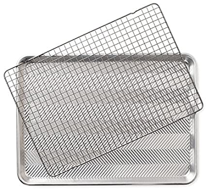 Nordic Ware 2-Piece Set-Prism Half Sheet w/Oven Safe Nonstick Grid, Aluminum