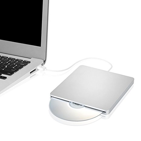 Ploveyy USB External DVD CD Drive Burner Superdrive DVD-R Player for All Mac OS System 98SE ME 2000 XP Vista Win7 and other laptop Tablet Notebook(Silver)