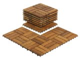 Bare Decor BARE-WF2009 Solid Teak Wood Interlocking Flooring Tiles Pack of 10 12 x 12 Brown