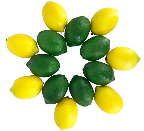 Dasksha Lifelike Fake Lemons and Lime - 14PCS - Real Looking Fake Fruits for Decoration – Large Persian Limes and Eureka Lemons