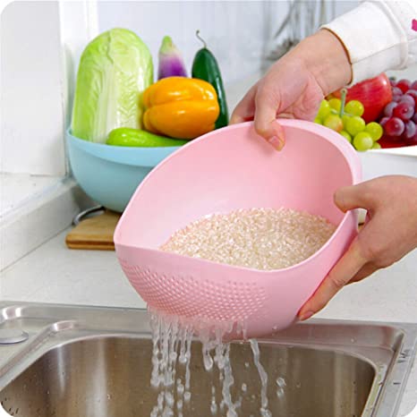 Honest Good Japanese Style Rice Washer & Quinoa Strainer • Eco-Friendly BPA-Free Container with Fine Mesh Colanders Sieve Bowl • Japan Kitchen Good for Cleaning Veggie, Fruit and Pasta • Pink