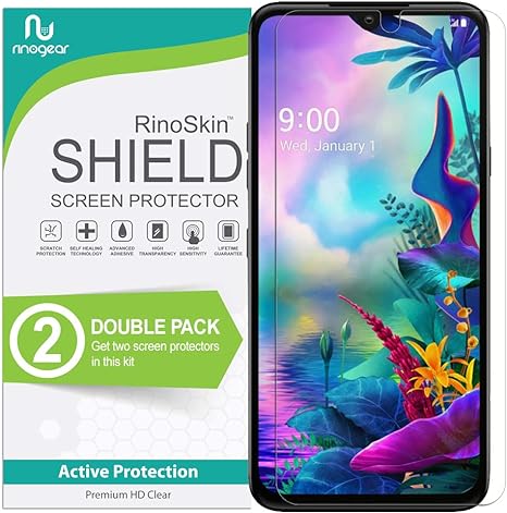 RinoGear (2-Pack) Screen Protector for LG G8X ThinQ (6.4"-in.) Screen Protector Case Friendly Accessories Flexible Full Coverage Clear TPU Film