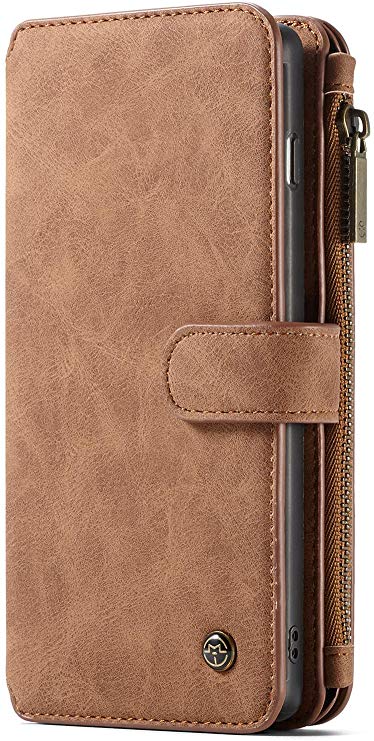 Samsung Galaxy S10e (2019) Wallet Case Leather Zipper Wallet Women Men Removable Magnetic Phone Case Protective Folio Flip Cover for 2019 New Version Samsung Brown 5.8 inches