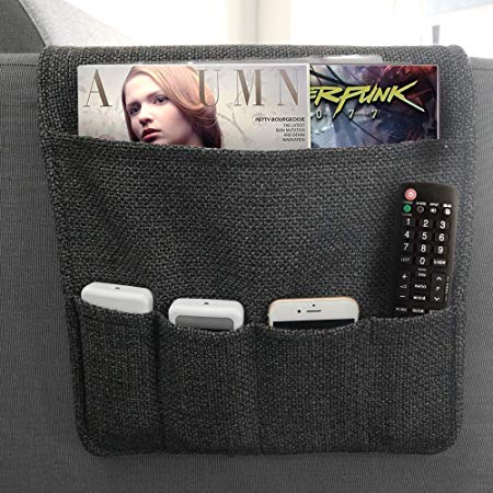 YJLWE Double-Edged Remote Control Storage Bag for Armchair Sofa Armrest Durable 6 Pockets Couch Handrail Hanging Storage Organizer