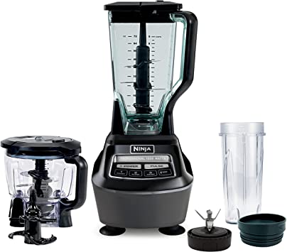 Ninja BL770AMZ Mega Kitchen System, 72 oz. Pitcher, 8-Cup Food Processor, 16 oz. Single Serve Cup, 1500-Watt, Black