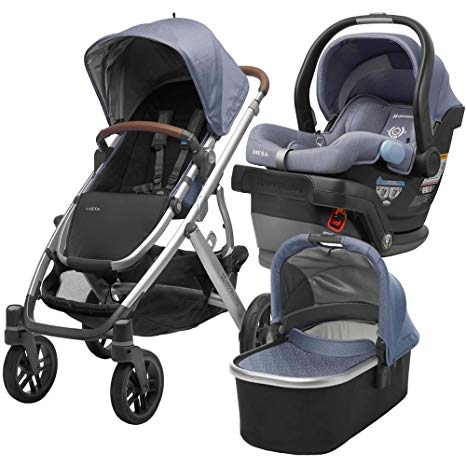 2018 UPPABaby VISTA Stroller - Henry (Blue Marl/Silver/Saddle Leather)   MESA- Henry (Blue Marl) merino wool version