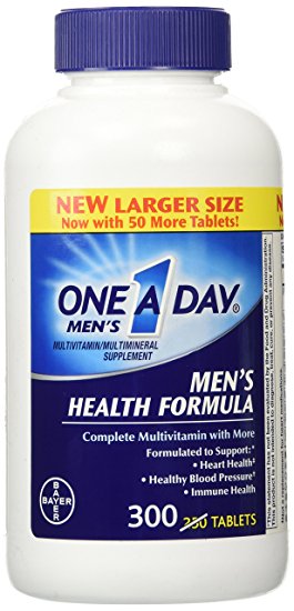 One A Day Men's Health Formula, 300 Tablets Complete Multivitamin with Lycopene Support Health Health, Immune, Heart, Healthy Blood Pressure
