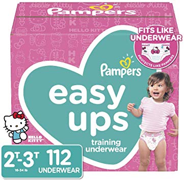 Pampers Easy Ups Diapers Size 4 (2T-3T), Pull On Disposable Training Pants for Girls, Giant Pack, 112 Count